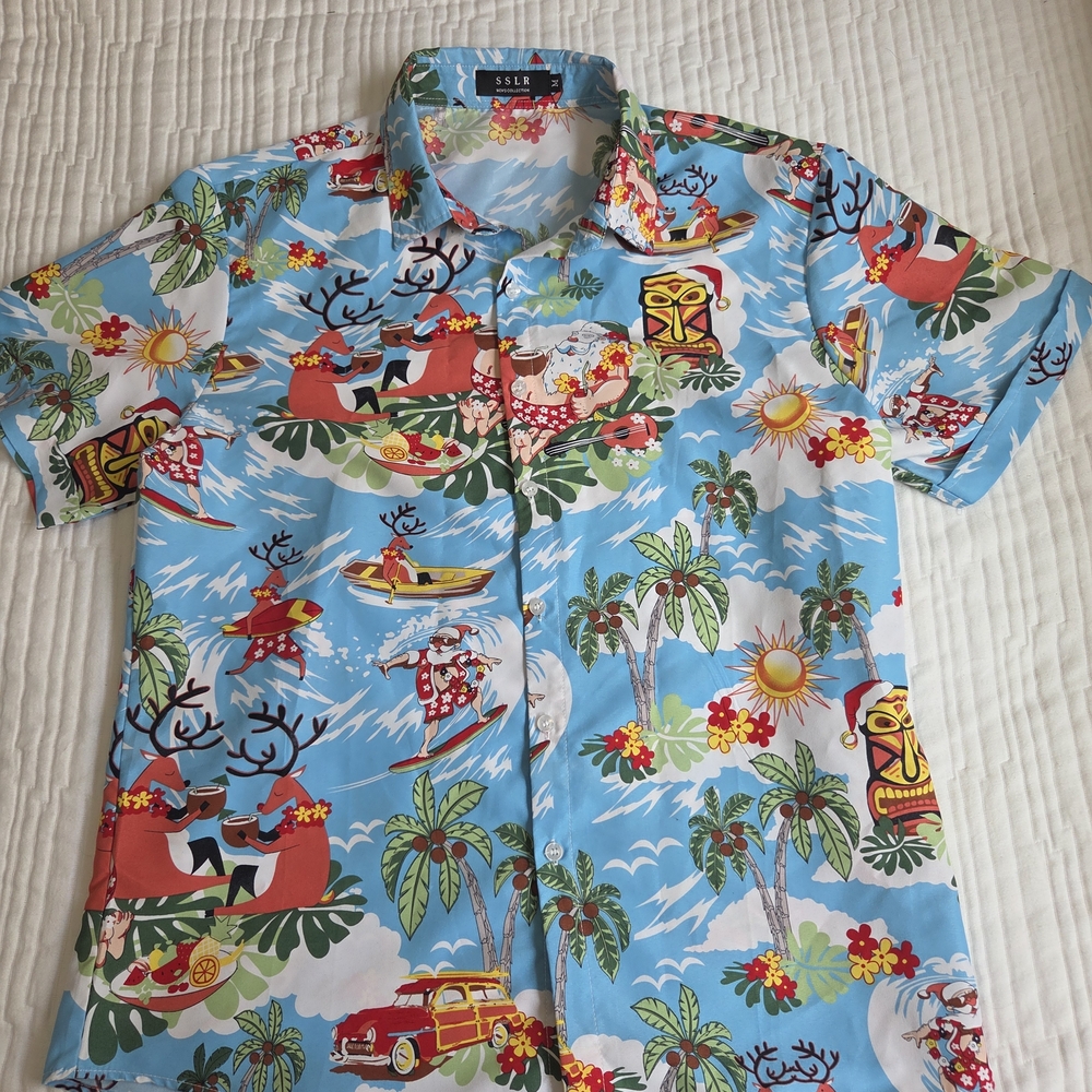 Men's Blue Tropical Print Shirt